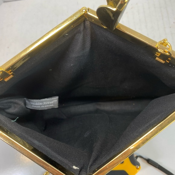 Vintage Sadie Rivers Gold Tone Chain Green Leather Clutch Purse Crossbody 10x6” - Picture 12 of 16